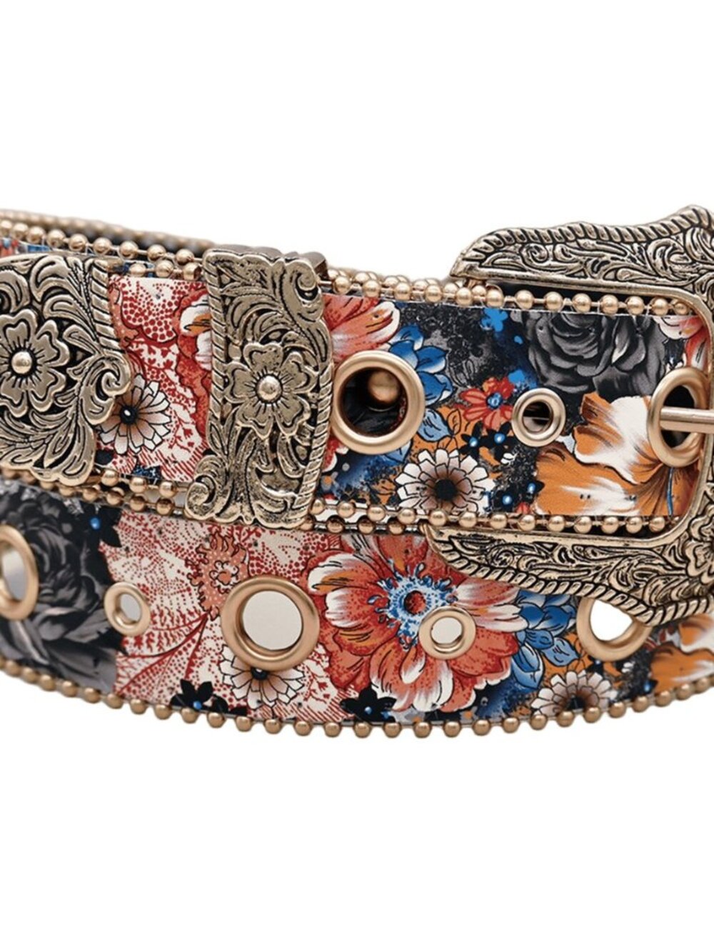 Women's Floral Western Belts W/Vintage Carved Buckle Festival Cowgirl Belt for